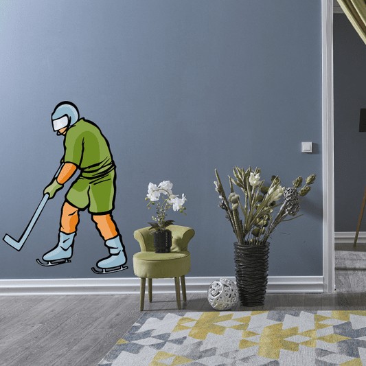 Image of Hockey Player Wall Decal - Vinyl Sticker - Car Sticker - Die Cut Sticker - CDSCOLOR123