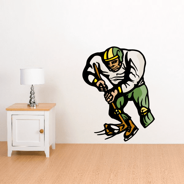 Image of Hockey Player Wall Decal - Vinyl Sticker - Car Sticker - Die Cut Sticker - CDSCOLOR133