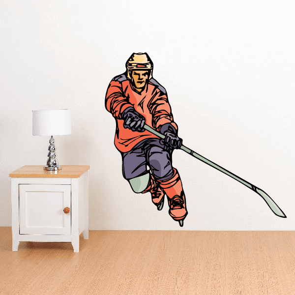 Image of Hockey Player Wall Decal - Vinyl Sticker - Car Sticker - Die Cut Sticker - CDSCOLOR137