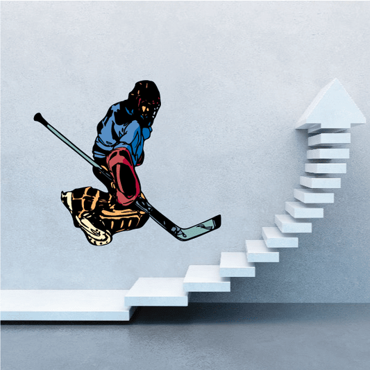 Image of Hockey Player Wall Decal - Vinyl Sticker - Car Sticker - Die Cut Sticker - CDSCOLOR139
