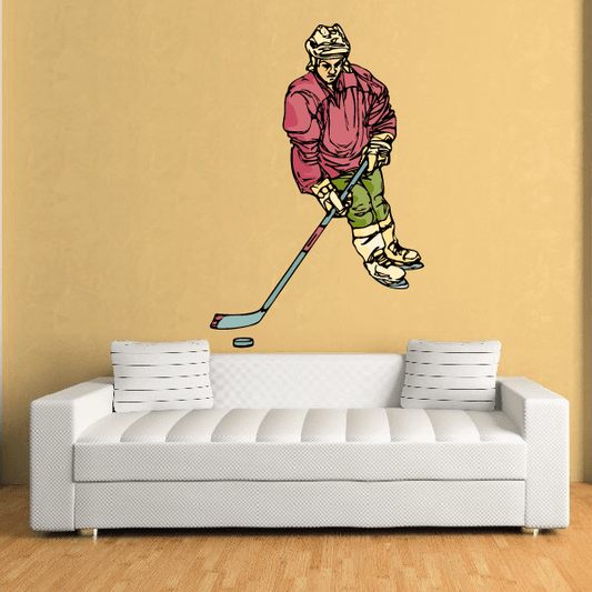 Image of Hockey Player Wall Decal - Vinyl Sticker - Car Sticker - Die Cut Sticker - CDSCOLOR141