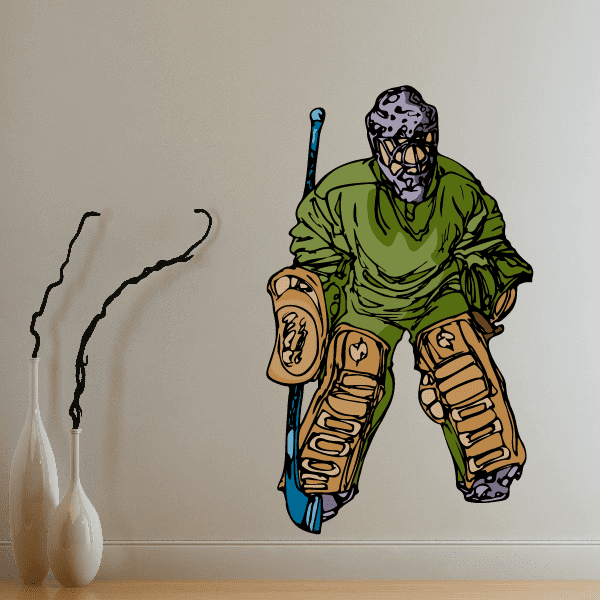 Image of Hockey Player Wall Decal - Vinyl Sticker - Car Sticker - Die Cut Sticker - CDSCOLOR145