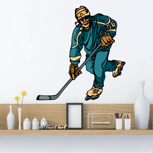 Image of Hockey Player Wall Decal - Vinyl Sticker - Car Sticker - Die Cut Sticker - CDSCOLOR146