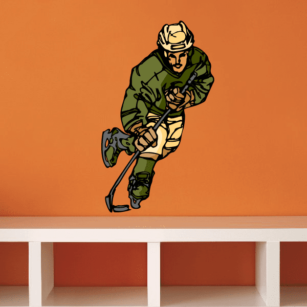 Image of Hockey Player Wall Decal - Vinyl Sticker - Car Sticker - Die Cut Sticker - CDSCOLOR147