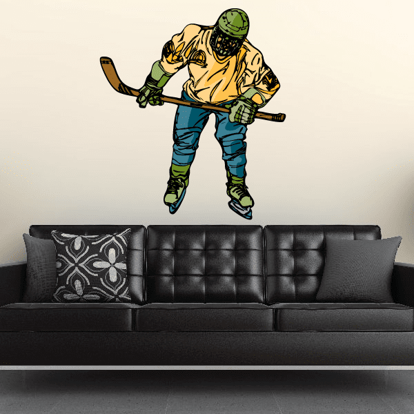 Image of Hockey Player Wall Decal - Vinyl Sticker - Car Sticker - Die Cut Sticker - CDSCOLOR148