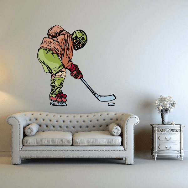 Image of Hockey Player Wall Decal - Vinyl Sticker - Car Sticker - Die Cut Sticker - CDSCOLOR149