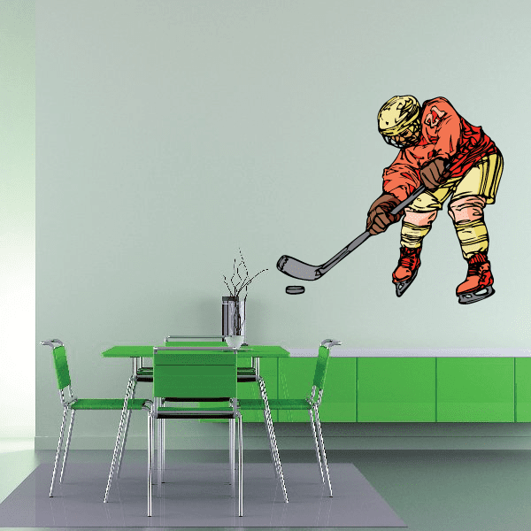 Image of Hockey Player Wall Decal - Vinyl Sticker - Car Sticker - Die Cut Sticker - CDSCOLOR150