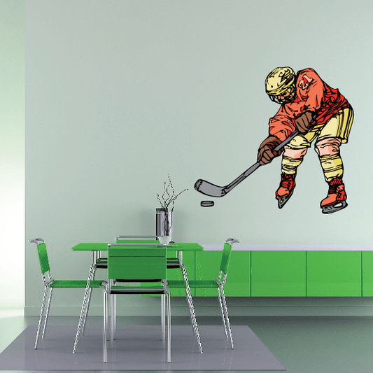 Image of Hockey Player Wall Decal - Vinyl Sticker - Car Sticker - Die Cut Sticker - CDSCOLOR150
