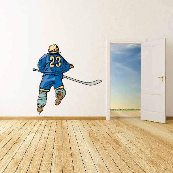 Image of Hockey Player Wall Decal - Vinyl Sticker - Car Sticker - Die Cut Sticker - CDSCOLOR151