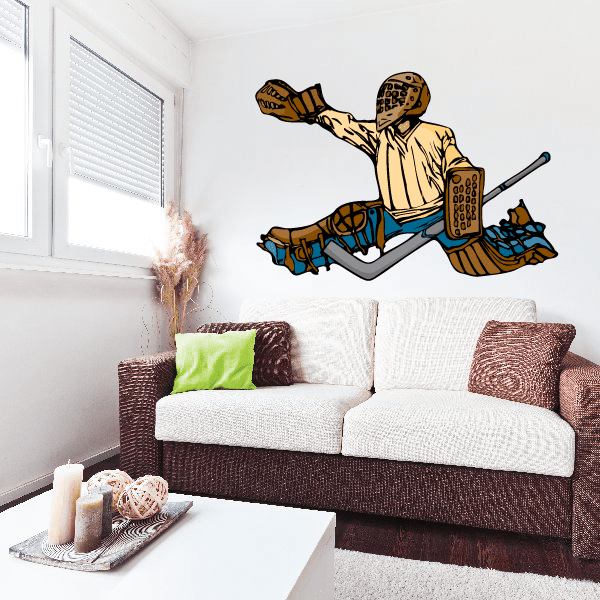 Image of Hockey Player Wall Decal - Vinyl Sticker - Car Sticker - Die Cut Sticker - CDSCOLOR154