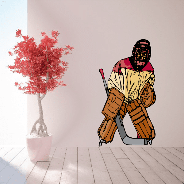 Image of Hockey Player Wall Decal - Vinyl Sticker - Car Sticker - Die Cut Sticker - CDSCOLOR155