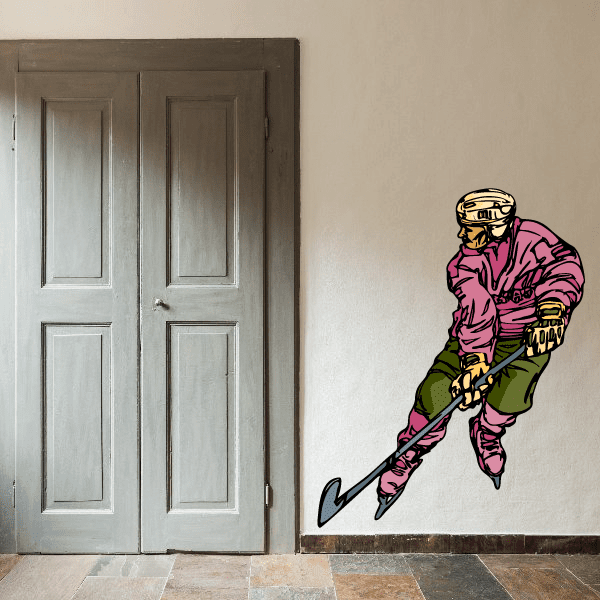 Image of Hockey Player Wall Decal - Vinyl Sticker - Car Sticker - Die Cut Sticker - CDSCOLOR157