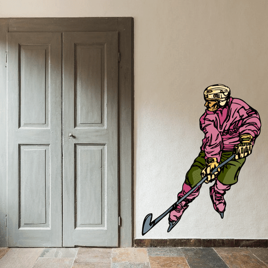 Image of Hockey Player Wall Decal - Vinyl Sticker - Car Sticker - Die Cut Sticker - CDSCOLOR157