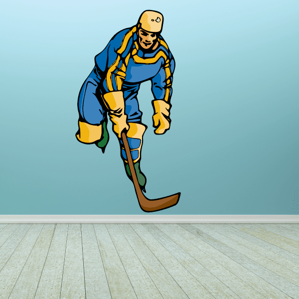 Image of Hockey Player Wall Decal - Vinyl Sticker - Car Sticker - Die Cut Sticker - CDSCOLOR158