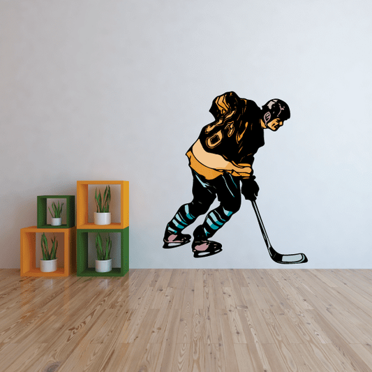 Image of Hockey Player Wall Decal - Vinyl Sticker - Car Sticker - Die Cut Sticker - CDSCOLOR159