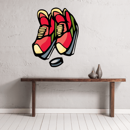 Image of Hockey Skates Player Wall Decal - Vinyl Sticker - Car Sticker - Die Cut Sticker - CDSCOLOR100