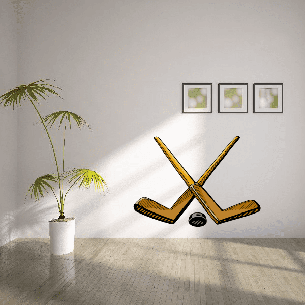 Image of Hockey Sticks Player Wall Decal - Vinyl Sticker - Car Sticker - Die Cut Sticker - CDSCOLOR127