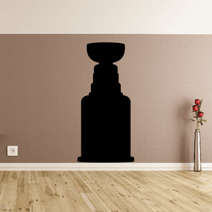 Black hockey trophy decal sticker with cup and base silhouette