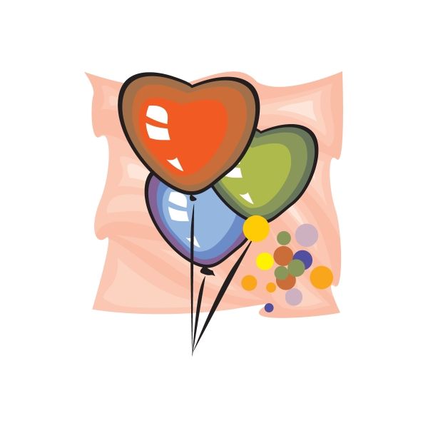 Image of Holiday Birthday Heart Balloons Sticker