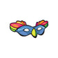 Colorful masquerade mask sticker with blue face and feather accents