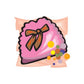 Pink party sticker pouch with large bow and multicolor confetti dots