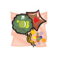 Balloon sticker set with green round balloon and red star balloon