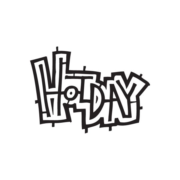 Graffiti decal with HAPPY text, black and white