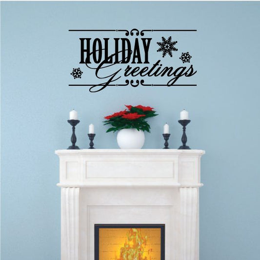 Image of Holiday Greetings with Snowflakes Quote Decal