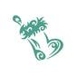 Holiday stocking decal, teal green swirled holly and curled design