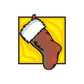 Holiday stocking vinyl sticker with white fur cuff and brown body