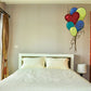 Valentine's Day balloon sticker: red heart with blue, green, and yellow balloons