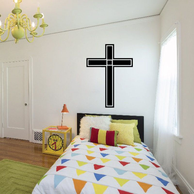 Image of Hollow Outline Cross Decal