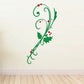 Holly and mistletoe branch printed die cut decal with green leaves and red berries