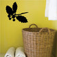 Black holly branch silhouette decal with leaves and berry clusters