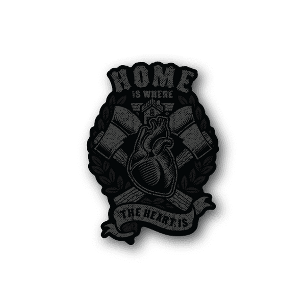 Vinyl wall sticker with heart and 'Home is where the heart is' text