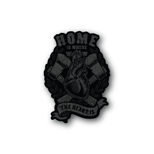 Vinyl wall sticker with heart and 'Home is where the heart is' text