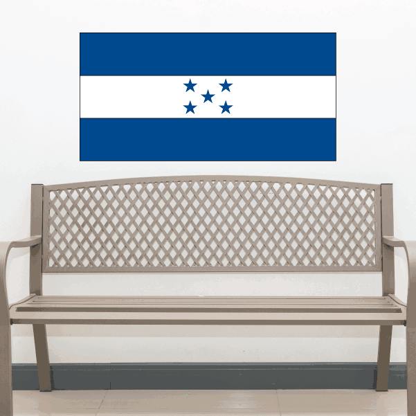 Honduras flag rectangular sticker with blue, white stripes and five stars