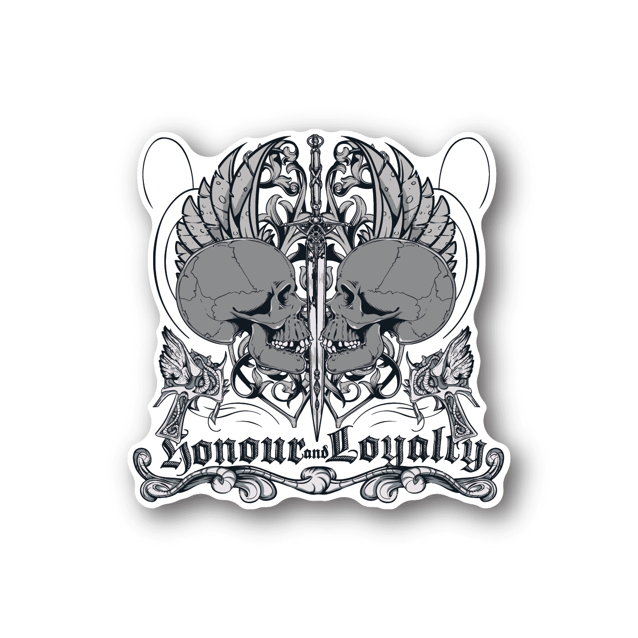 Image of Honor And Loyalty Skulls Sticker