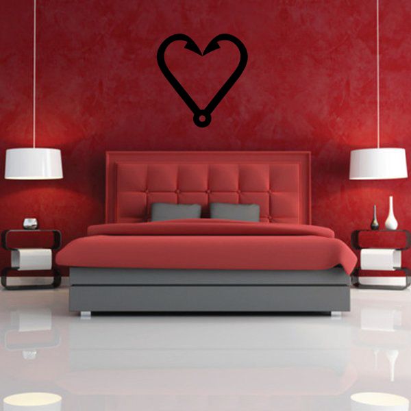 Heart hook vinyl decal, black outline with hook detail at bottom