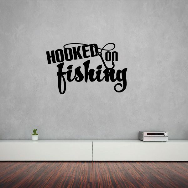 Image of Hooked on Fishing Wall Decal - Vinyl Decal - Car Decal - Vd005