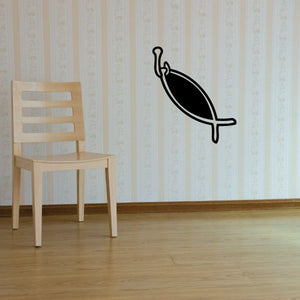 Black hooked fish decal with simple outline