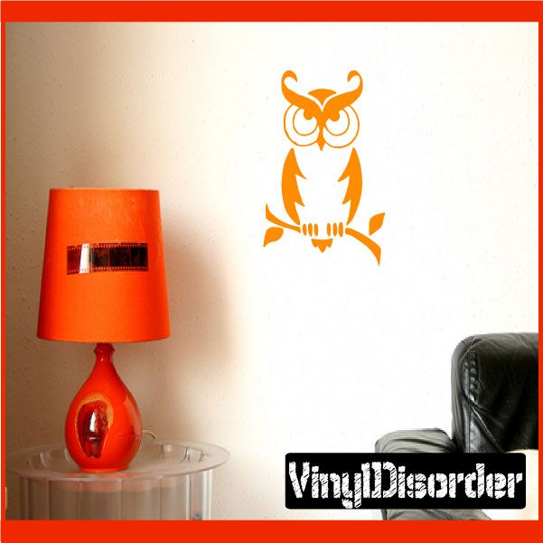 Image of Hooting Owl on Branch Decal