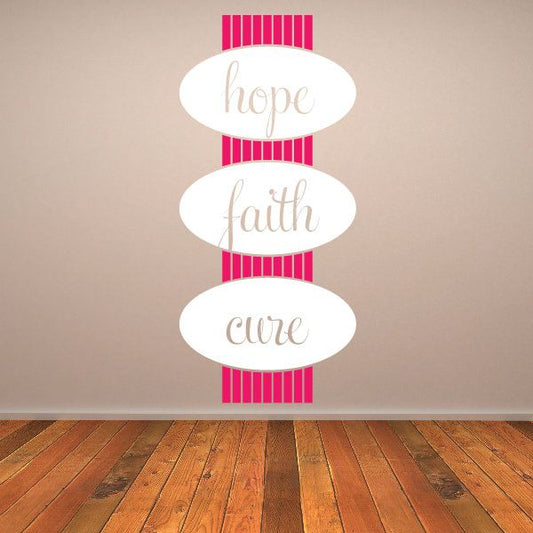 Hope Faith Cure Breast Cancer Printed Die Cut Decal