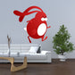 Red walking bunny wall sticker with white belly and open mouth