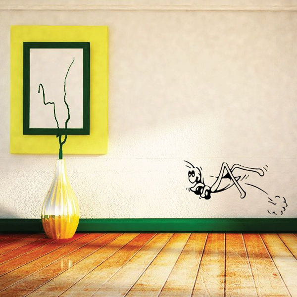 Hopper grasshopper wall decal, black line art with jump motion lines