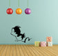 Hopping bird wall decal, black with white belly and tail