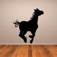 Black hopping pony silhouette decal with raised legs and flowing tail
