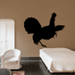 Turkey hen silhouette wall decal, dark cutout shape with raised wings