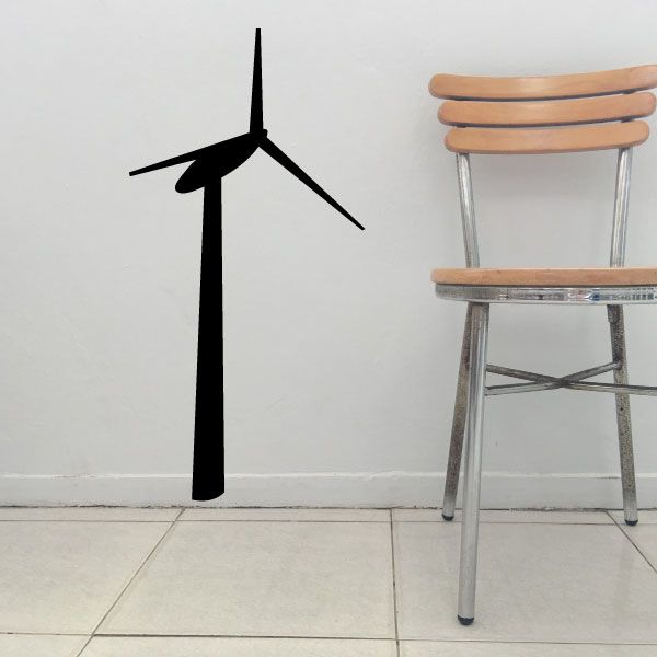 Horizontal axis wind turbine decal, black three-blade turbine icon