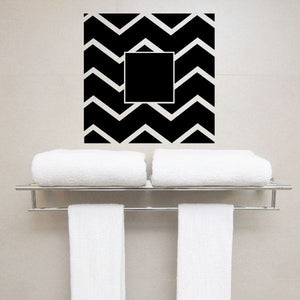 Black chevron wall decal with central square cutout, vinyl sticker